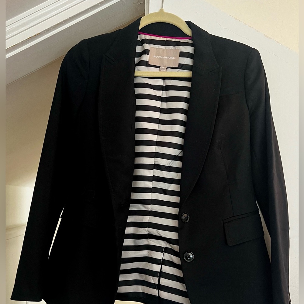 Banana Republic Black Blazer with Striped Lining